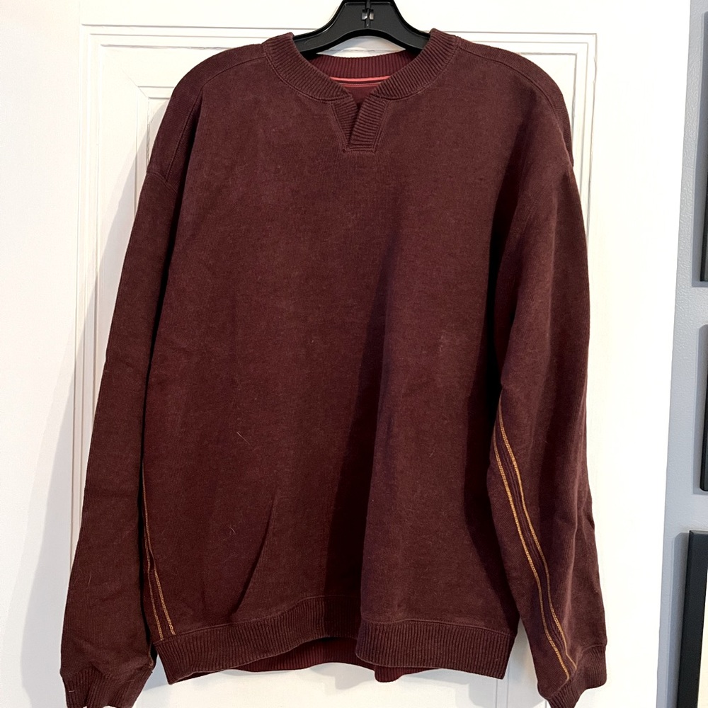 ~Tommy Bahama Red Split Neck Sweatshirt Sz. L *EUC MSRP: $110+tax